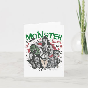 Carte Retro Monster Lover Halloween Éffrayante saison Éf