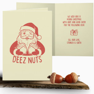 Carte Retro Naughty Père Noël Deez Nuts Drôle Noël