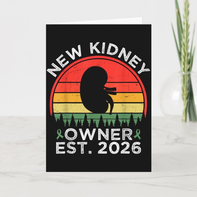 Carte Retro New Kidney Owner Est. 2026 Kidney Transplant (Devant)