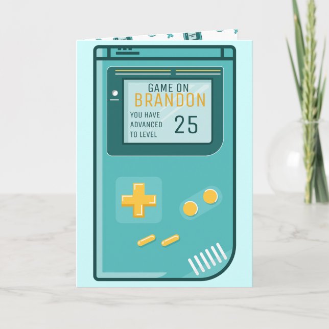 Carte Retro Niveau de jeu vidéo vers le haut Personnalis (Devant)
