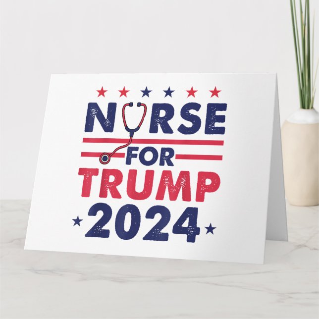 Carte Retro Nurses For Trump 2024 America Stars Drapeau  (Devant)