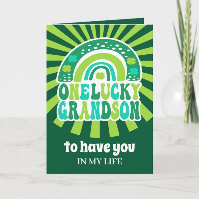 Carte Retro One Lucky Grandson St. Patrick's Day Card (Devant)