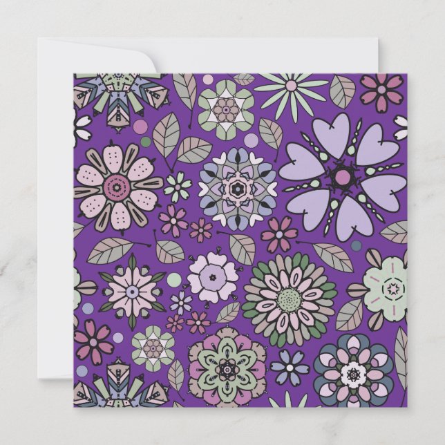 Carte Retro Pastel rose violet Floral Motif sans couture (Devant)