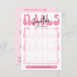 Carte Retro Pink Acrylic Nails Care Guide Display Cards