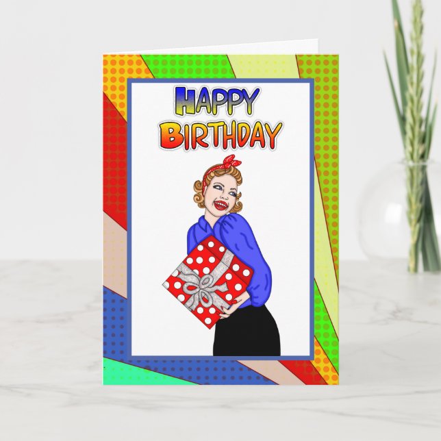 Carte Retro Pop Art style Anniversaire (Devant)