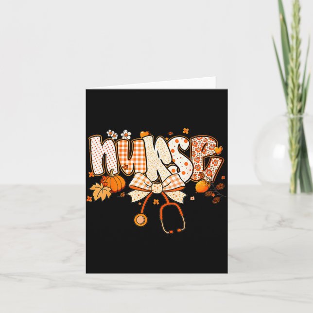 Carte Retro Pumpkin Nurse Life Stethoscope Fall Autumn F (Devant)
