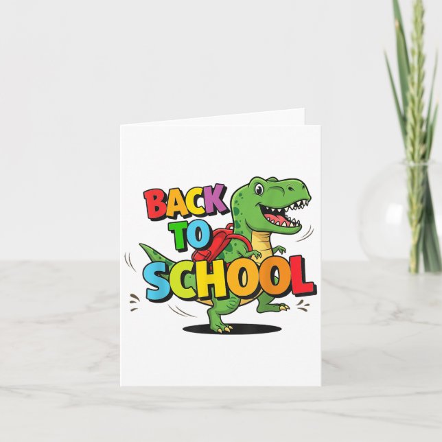 Carte Retro Retour À L'École Drôle Coloré Dinosaure Cart (Devant)