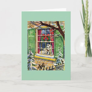 Carte Retro Schnauzer Puppy Christmas