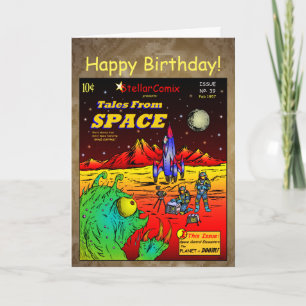 Carte Retro Sci-Fi Comic Book Birthday