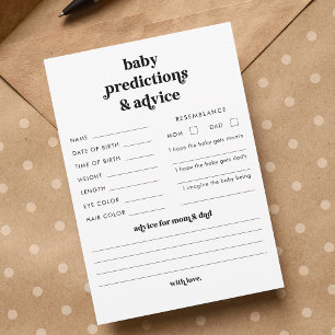 Carte Retro Script Baby shower Prédictions et cons