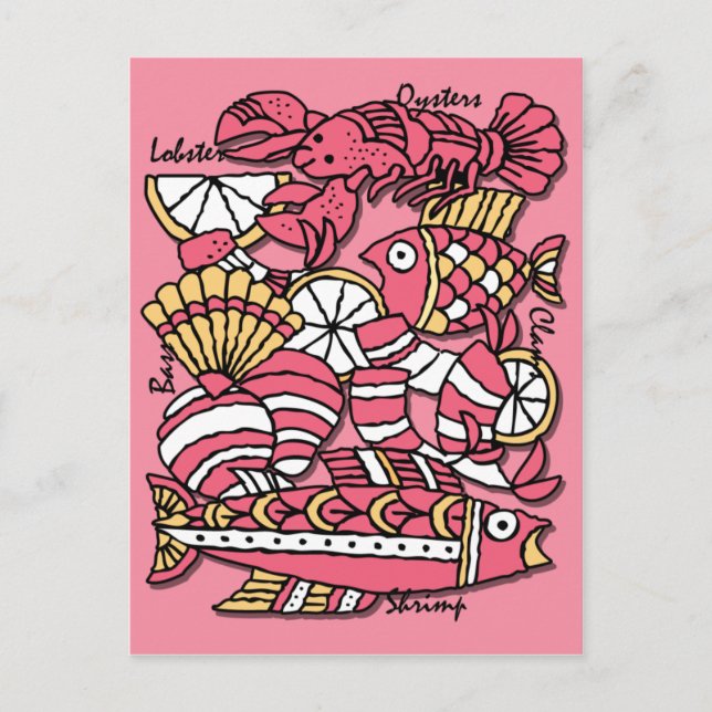 Carte Retro Seafood Recette (Devant)