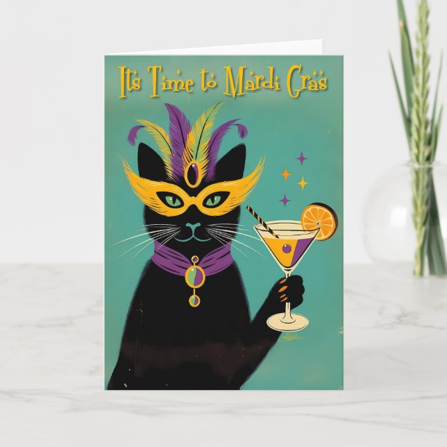 Carte Retro Sophisticats Its Time to Mardi Gras Martini (Devant)