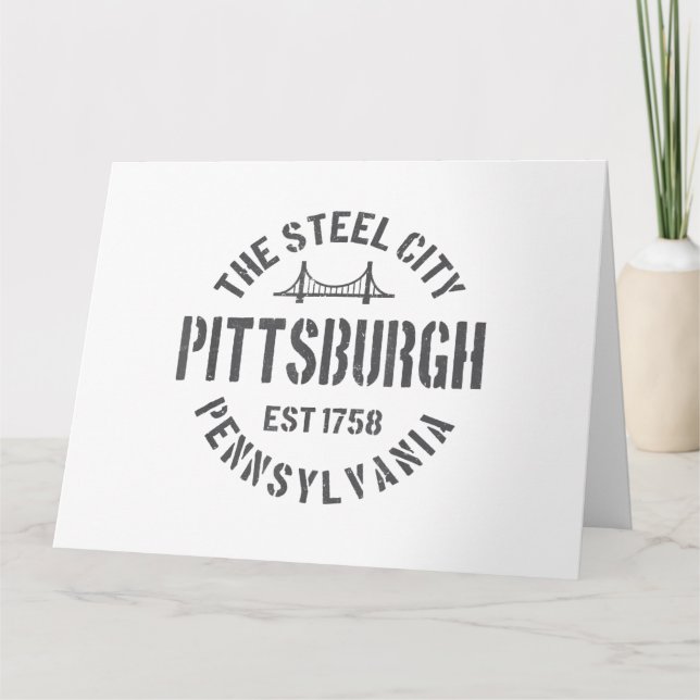 Carte Retro Steel City Pittsburgh Pennsylvania Yinz vint (Devant)