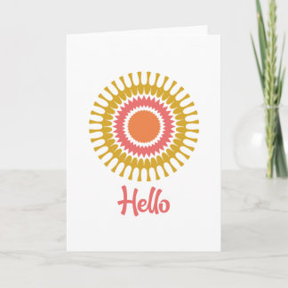 Carte Retro Sunburst Note en rouge, orange et or