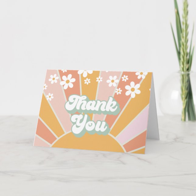 Carte Retro Sunshine marguerite boho merci (Devant)