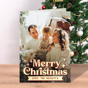 Carte Retro Super Joyeux Noël Photo Holiday