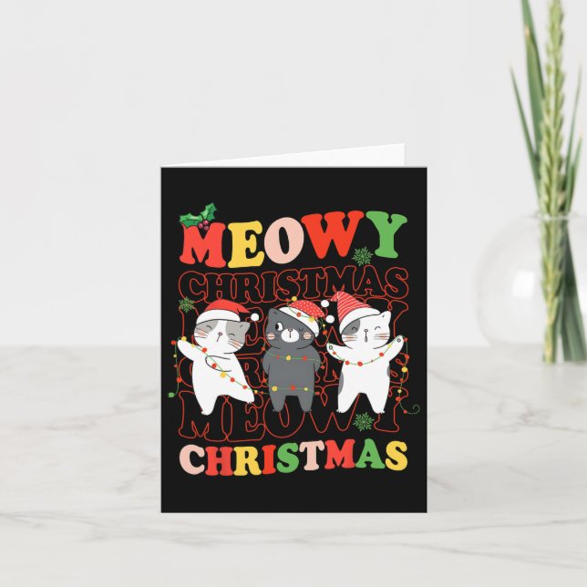 Carte Retro Super Meowa Catmas Chats Feux de Noël Sa (Devant)