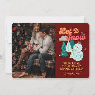 Carte Retro Super Photo Noël Laisser neiger