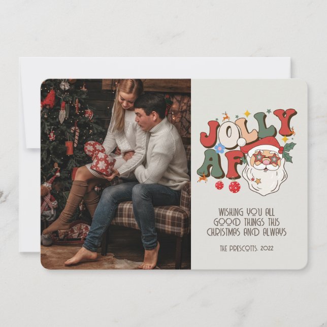 Carte Retro Super Photo Noël Père Noël Jolly AF (Devant)