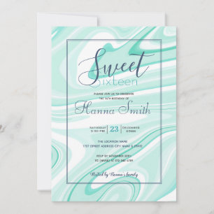 Carte Retro Swirl Liquide Aqua Peinture Verte Esthétique