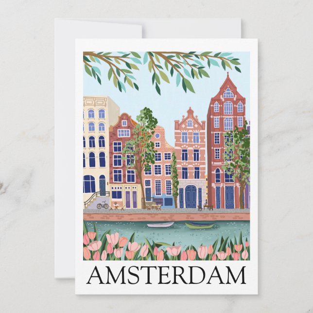 Carte Retro Vintage Amsterdam Netherlands Architecture  (Devant)