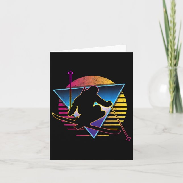 Carte Rétro Vintage Années 80 Ski  (Devant)