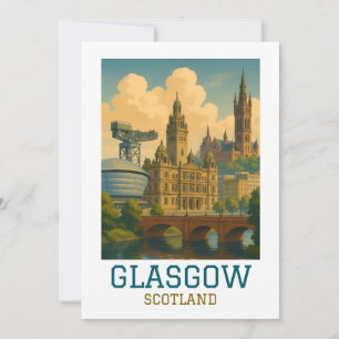 Carte Rétro Vintage Glasgow Ecosse Paysage Urbain Voyage