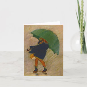 Carte Retro Vintage Shower Umbrella Blank Note Cards