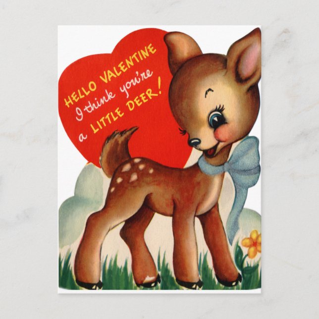 Carte Retro Vintage Valentine Deer (Devant)