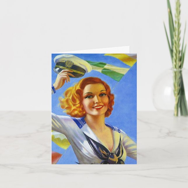 Carte Rétro voyage heureux à la maison bienvenu de (Devant)