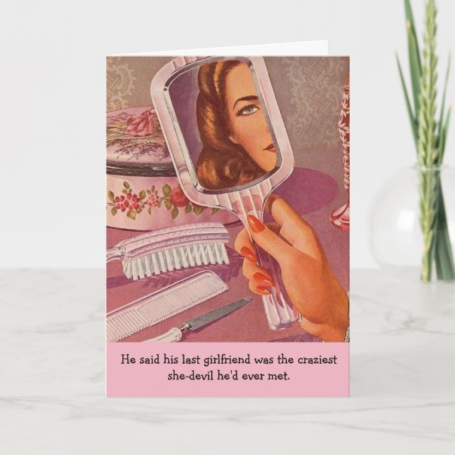 Carte Retro Woman - Fou Fille, (Devant)