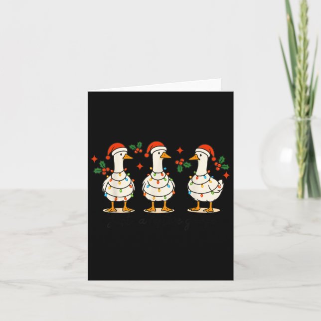 Carte Retro Xmas Just A Festive Goose Lights Santa Hat C (Devant)
