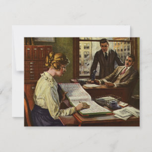 Carte Réunion d'affaires vintage, bureau avec des cadres