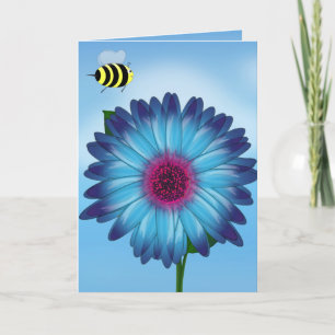 Carte Réunion des abeilles mignonnes sur la Fleur bleue