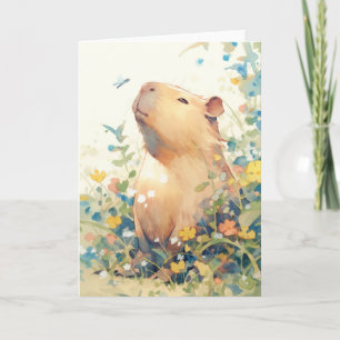 Carte Rêverie de capybara dans la prairie
