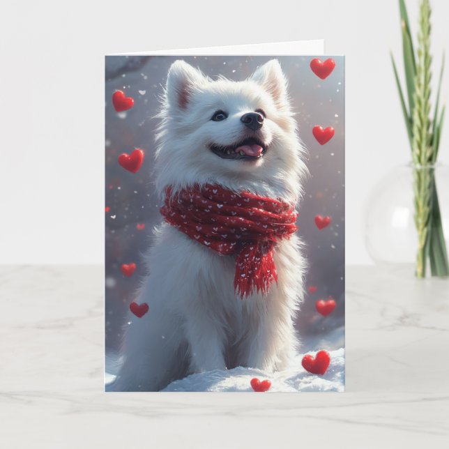 Carte Rêveuse Saint-Valentin American Eskimo (Devant)