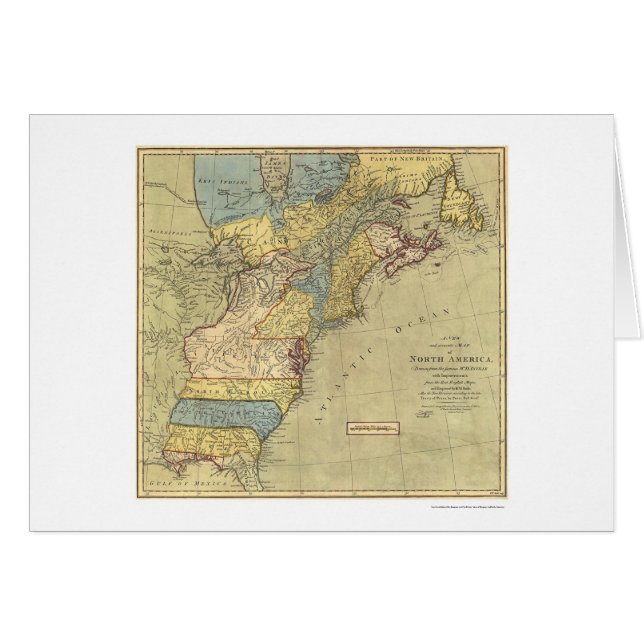 Carte révolutionnaire 1771 de l'Amérique (Devant horizontal)