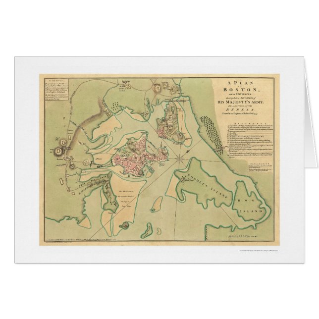 Carte révolutionnaire 1776 de Boston (Devant horizontal)