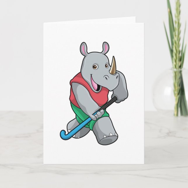 Carte Rhino à Hockey avec chauve-souris de hockey (Devant)