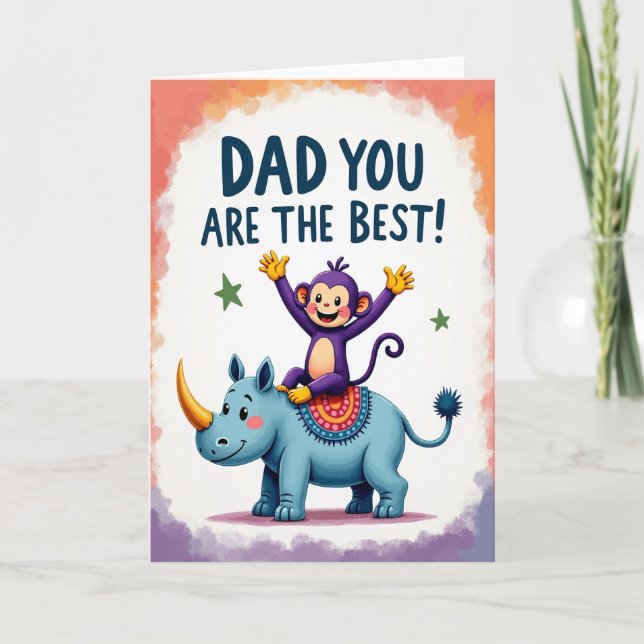 Carte Rhino Joyeux Singe de la Fête des Pères (Devant)