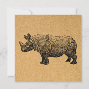 Carte Rhinoceros Art Rhino Vintage Illustration