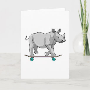 Carte Rhinocéros en skateur avec planche à roulettes