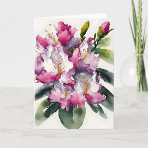 Carte Rhododendron - Fleurs aquarelle