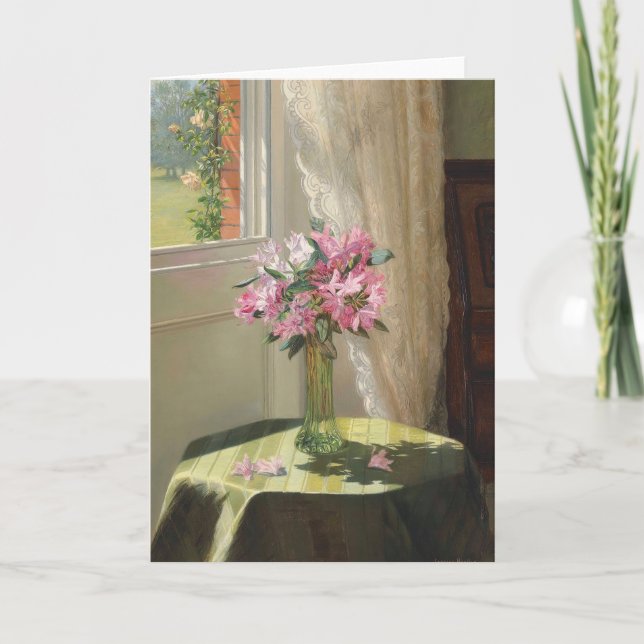 Carte Rhododendrons par une fenêtre | Jessica Hayllar (Devant)