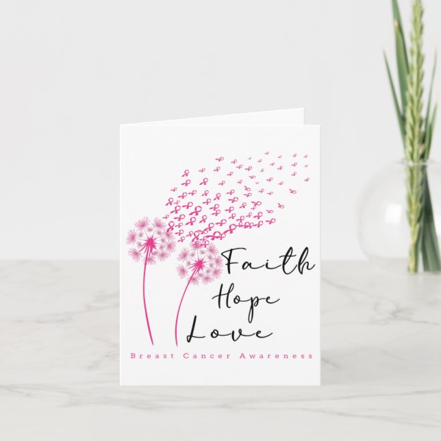 Carte Ribbon Dandelion Foi Espoir Amour Cancer du sein (Devant)