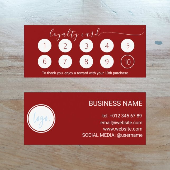 CARTE RICH SANGRIA RED FIYALTY CARD 10 BUSINESS LOGO (Créateur téléchargé)
