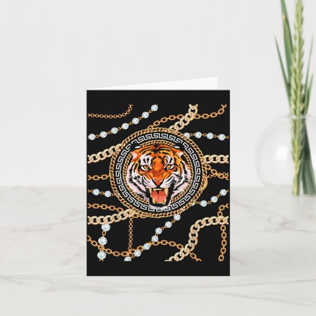 Carte Rich Wild Tiger With Printed Gold Chains &amp; Dia (Devant)