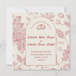 Carte Riche Rouge Français Floral Toile Floral Floral