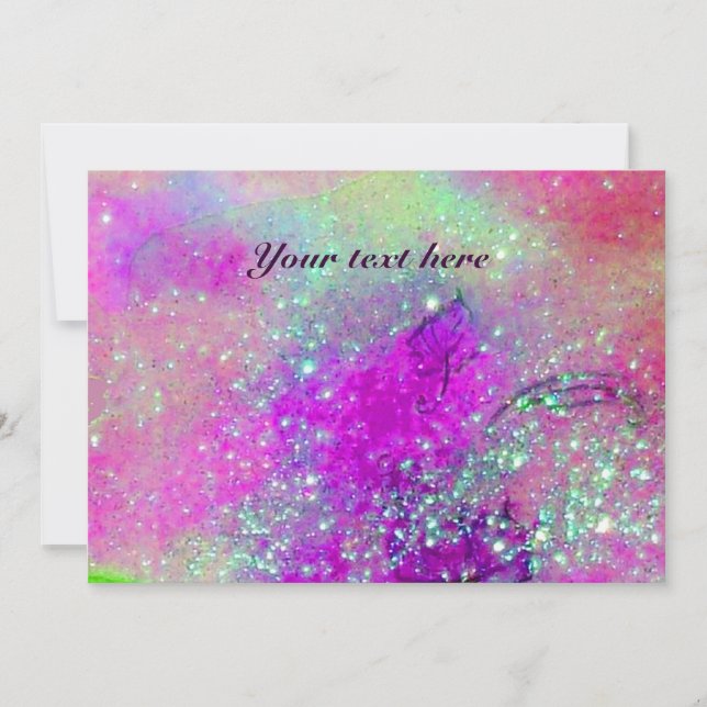 Carte RIDEAUX CHEVAUX EN NUIT, Bleu pourpre, Étincelles  (Devant)