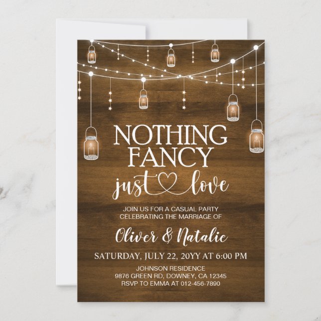 Carte Rien de fantaisie Juste Amour Elopement Mariage In (Devant)